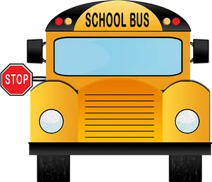 Front View Yellow School Bus Illustration PNG Image