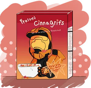 Frosted Cinnagrifs Cereal Box Art PNG Image