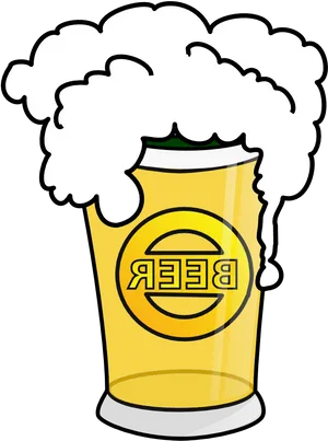 Frothy Beer Glass Cartoon PNG Image