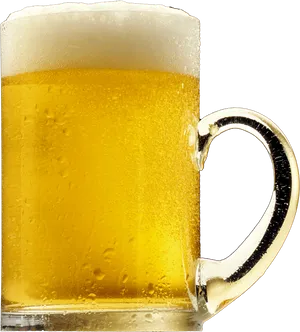 Frothy Beer Mug Closeup PNG Image