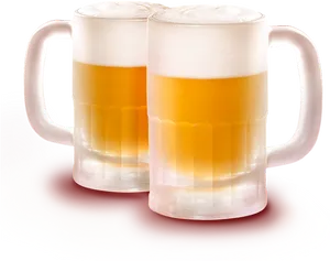 Frothy Beer Mugs Celebration PNG Image