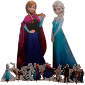 Frozen Characters Annaand Elsa Standee PNG Image