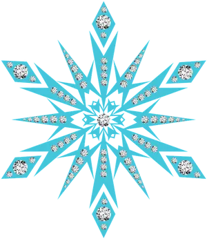 Frozen Diamond Snowflake Design PNG Image