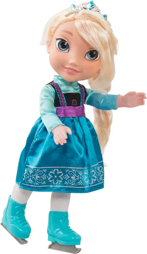 Frozen Elsa Doll Ice Skating PNG Image