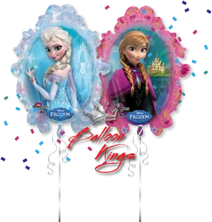 Frozen Elsaand Anna Balloon Designs PNG Image