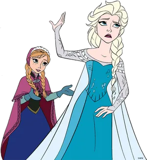 Frozen Elsaand Anna Illustration PNG Image