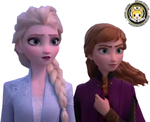 Frozen Elsaand Anna Sisters Concern PNG Image