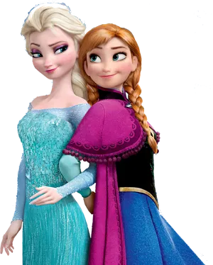 Frozen Elsaand Anna Sisters Forever PNG Image