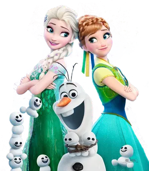 Frozen Sistersand Olaf Fun Moment PNG Image