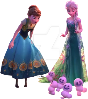 Frozen Sistersand Snowgies PNG Image