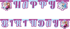 Frozen Theme Happy Birthday Banner PNG Image