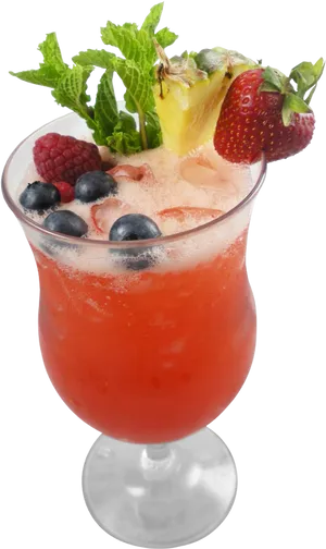 Fruit Garnished Cocktail Glass PNG Image