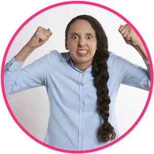 Frustrated Woman Clenching Fists PNG