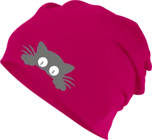 Fuchsia Cat Beanie Hat PNG Image