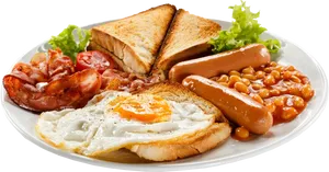 Full English Breakfast Plate PNG Image