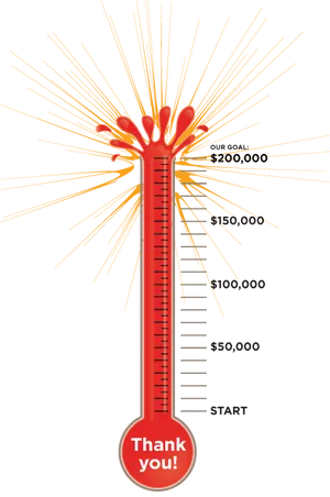 Fundraising Thermometer Goal Achieved PNG Image