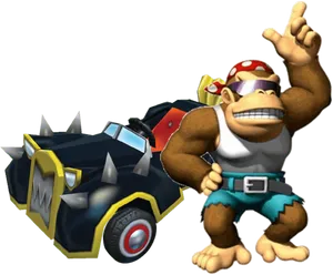 Funky Kongand Racer Cart PNG Image