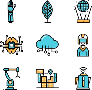 Future Technology Icons Set PNG Image