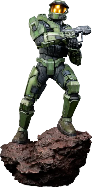 Futuristic Armored Soldier Statue PNG Image