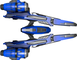 Futuristic Blue Spaceship Design PNG Image