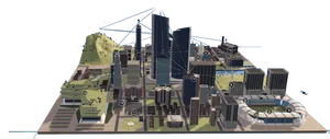 Futuristic City Model Rendering PNG Image