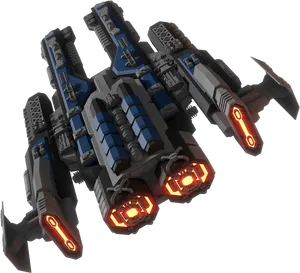 Futuristic Combat Spaceship Design PNG Image