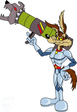 Futuristic_ Coyote_with_ Rocket_ Launcher PNG Image