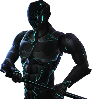 Futuristic Cyborg Warrior PNG Image