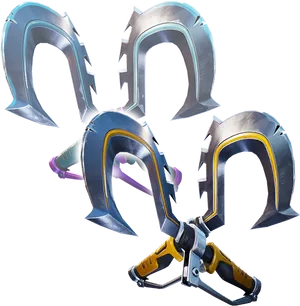 Futuristic Dual Bladed Hook Weapon PNG Image