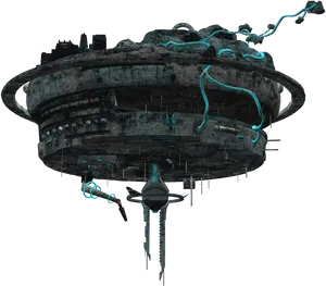 Futuristic Dystopian Spaceship PNG Image