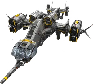 Futuristic Industrial Spaceship Design PNG Image