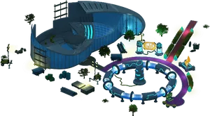 Futuristic Research Facility Illustration PNG Image