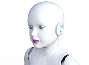 Futuristic Robot Portrait PNG Image