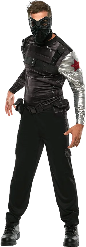 Futuristic Soldier Costume Pose PNG Image