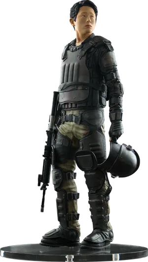 Futuristic Soldier Figure Standing PNG Image