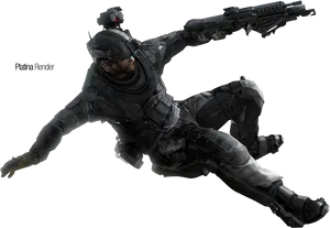 Futuristic Soldier In Action PNG Image