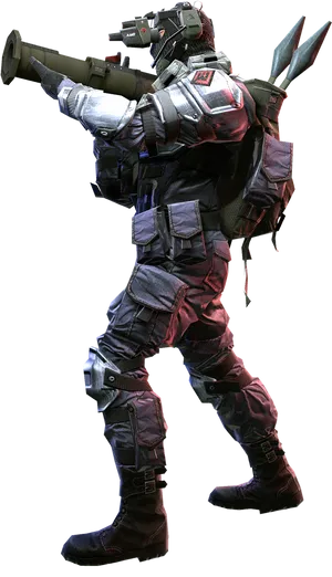 Futuristic Soldier With Rocket Launcher PNG Image