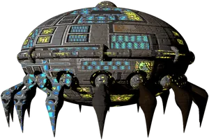 Futuristic Spherical Spaceship Design PNG Image