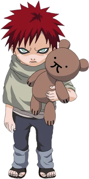 Gaara_ Holding_ Teddy_ Bear_ Anime_ Character PNG Image