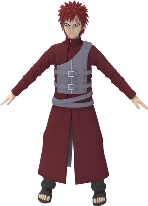 Gaara Naruto3 D Model Standing PNG Image