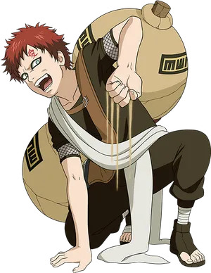 Gaara_ Sand_ Control_ Anime_ Illustration PNG Image