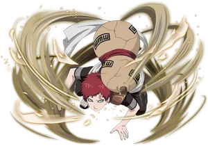 Gaara Sand Defense Anime Artwork PNG Image