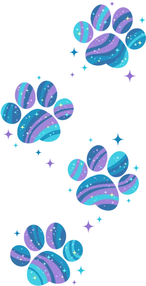 Galactic Blue Paw Prints PNG Image