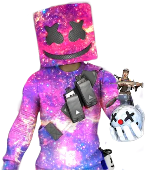 Galactic Marshmello Cosmic Outfit PNG Image