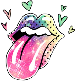 Galactic Tongue Sticker Art PNG Image