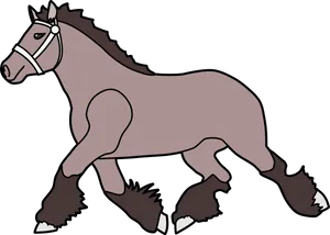 Galloping Brown Horse Cartoon PNG Image