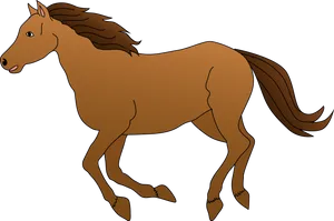 Galloping Brown Horse Cartoon PNG Image