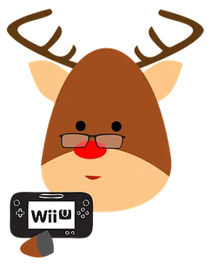 Gamer Reindeerwith Wii U Controller PNG Image