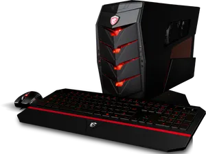 Gaming P C Setup Red Black PNG Image