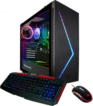 Gaming P C Setupwith R G B Lighting PNG Image